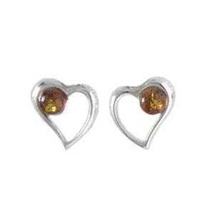 Boucles d'oreilles coeur perle maxi - bijou ambre et argent