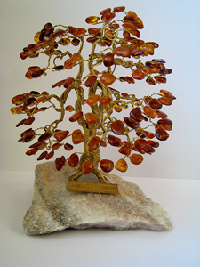 Arbre du bonheur  A2B cognac 14 cm - bijou ambre et argent