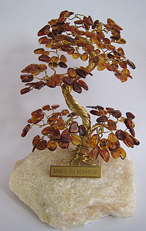 Arbre du bonheur A2 cognac 12 cm - bijou ambre et argent