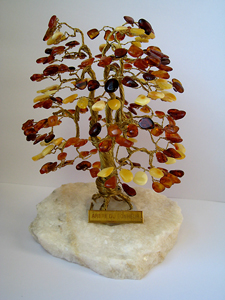 Arbre du bonheur  A2 multicolore 14 cm - bijou ambre et argent