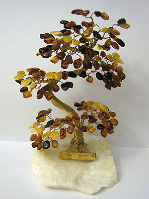 Arbre du bonheur A2  multicolore 15 cm  - bijou ambre et argent