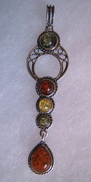 Pendentif Ancien multi - bijou ambre et argent