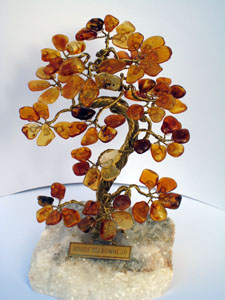 Arbre du bonheur 15 cm - bijou ambre et argent