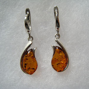 Boucles d'oreilles moderne - bijou ambre et argent