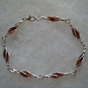 Bracelet navette ferme - bijou ambre et argent