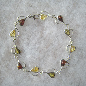 Bracelet demi coeur - bijou ambre et argent