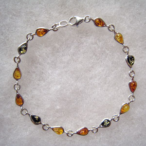 Bracelet mini gouttes - bijou ambre et argent