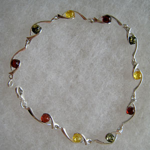 Bracelet fin petit rond - bijou ambre et argent