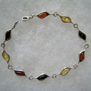 Bracelet Vague - bijou ambre et argent