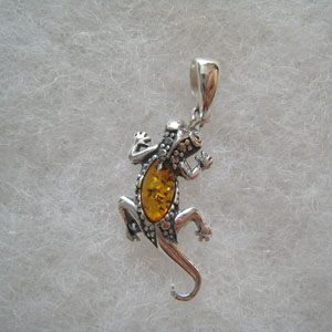 pendentif camlon - bijou ambre et argent