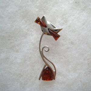 pendentif chat triangle - bijou ambre et argent