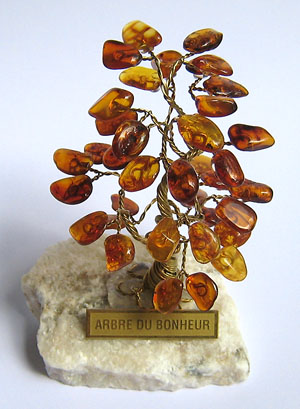 Arbre du bonheur  SX cognac 9 cm - bijou ambre et argent