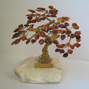 Arbre du bonheur 13 cm - bijou ambre et argent