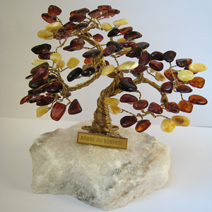 Arbre du bonheur 13 cm - bijou ambre et argent