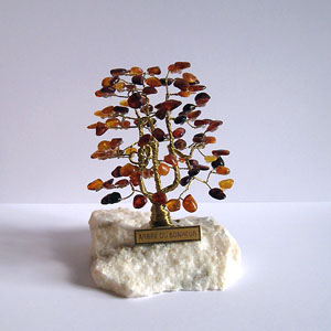 Arbre du bonheur  A1 cognac 10 cm - bijou ambre et argent