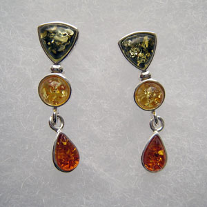Trio altern� - bijou ambre et argent