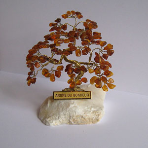 Arbre du bonheur R4 cognac 9 cm - bijou ambre et argent