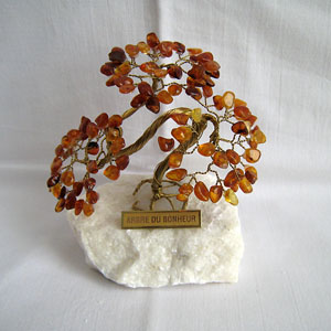 Arbre du bonheur  R6 cognac 11 cm - bijou ambre et argent