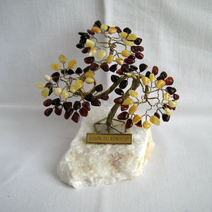 Arbre du bonheur  R6 multicolore 11 cm - bijou ambre et argent