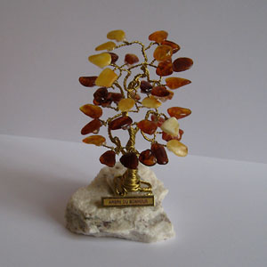 Arbre du bonheur SX  multicolore 9 cm  - bijou ambre et argent