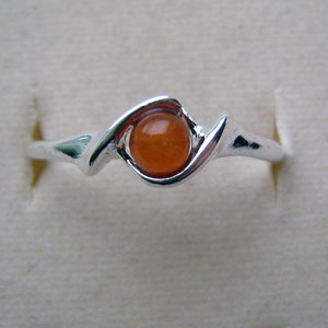 B31   Bague petite perle - bijou ambre et argent