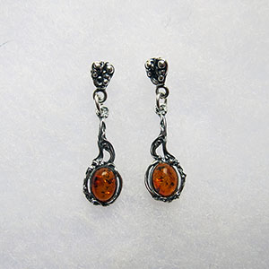 Boucles d'oreilles ancienne mini - bijou ambre et argent