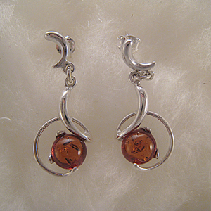 Boucles d'oreille astre, poussire d'toile - bijou ambre et argent