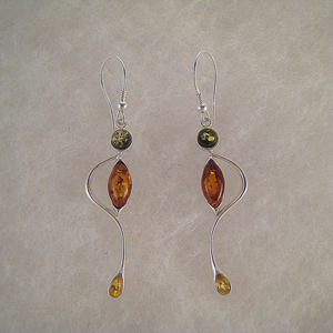 Boucles d'oreilles bonhomme multicolore - bijou ambre et argent