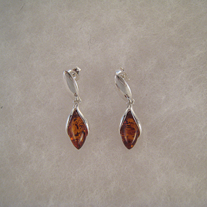 Boucles d'oreilles bourgeon - bijou ambre et argent