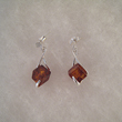 Boucles d'oreilles carr cognac pendant