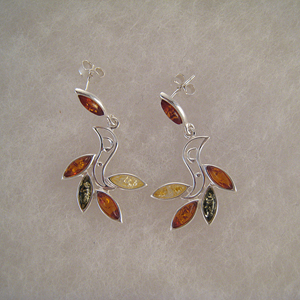 Boucles d'oreilles pi - bijou ambre et argent