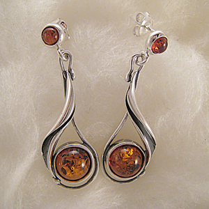 Boucles d'oreilles vgtale - bijou ambre et argent