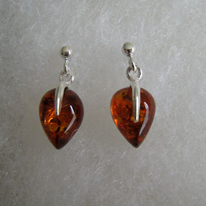 Boucles d'oreilles gouttelettes - bijou ambre et argent