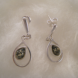 Boucles d'oreilles goutte renverse - bijou ambre et argent