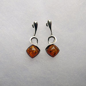 Boucles d'oreilles losange max - bijou ambre et argent