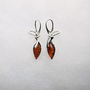 Boucles d'oreilles mode - bijou ambre et argent