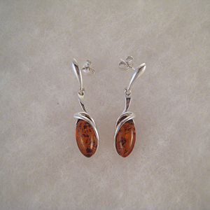 Boucles d'oreilles Oeil d'ambre - bijou ambre et argent