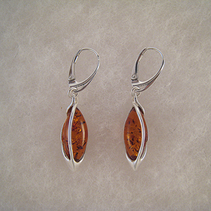 Boucles d'oreilles ovale cern - bijou ambre et argent