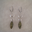 Boucles d'oreilles ovale vert pendant