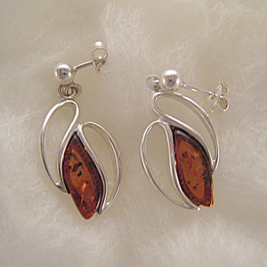 Boucles d'oreilles perles d'ambre cerne - bijou ambre et argent