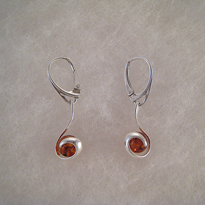 Boucles d'oreilles tortillon - bijou ambre et argent