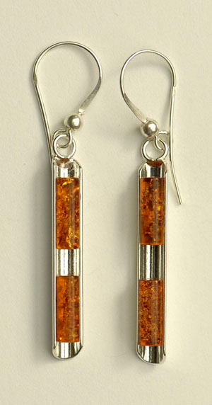 Tube double - bijou ambre et argent