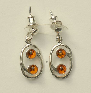 Perles duo - bijou ambre et argent