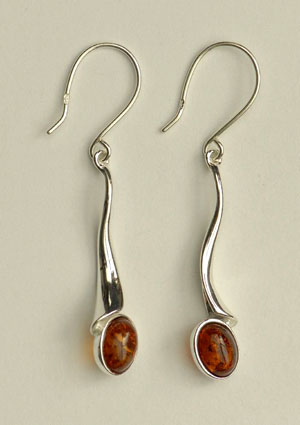 Boucles  d'oreilles - bijou ambre et argent