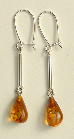 Boucles  d'oreilles - bijou ambre et argent