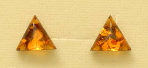 Boucles  d'oreilles triangle - bijou ambre et argent