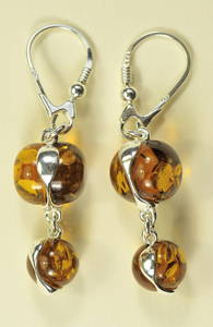 Boucles  d'oreilles perles - bijou ambre et argent