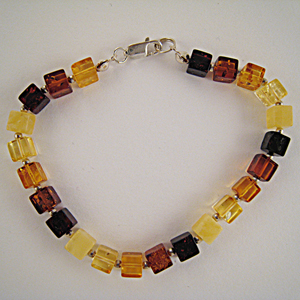 Bracelet carr - bijou ambre et argent