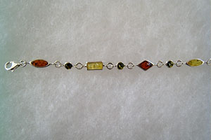 Bracelet losange-ovale - bijou ambre et argent