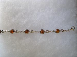 Bracelet rond - bijou ambre et argent
